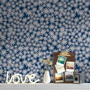 Skinny Dip Blue Floral Mica effect Embossed Wallpaper