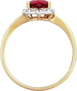 Revere 9Ct Gold 0.02Ct Diamond And Ruby Accent Heart Ring O