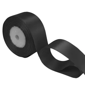 25mm Black Double Sided Satin Polyester Ribbon Roll, 25 metres