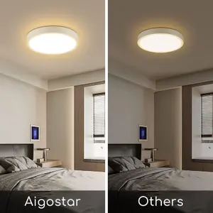 Aigostar LED Light Fittings Ceiling, 24W Ceiling Light 2500LM, 3000K