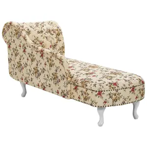 Right Hand Chaise Lounge Flower Print Beige NIMES