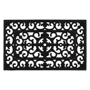 JVL Lexi Wrought Iron Effect Rubber Doormat and Patio Mat Set