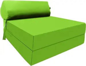 Fold Out Z Bed Chair Sofa Lounger With Pillow - Lime