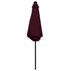 Berkfield Parasol with LED Lights and Aluminium Pole 270 cm Bordeaux Red