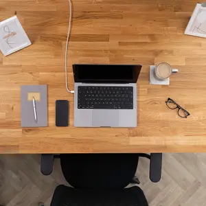 domli Solid Wood Oiled Oak Office Desk With Black Industrial Legs - 1200mm x 500mm x 27mm Oiled Tabletop - Wooden Tabletop And Leg