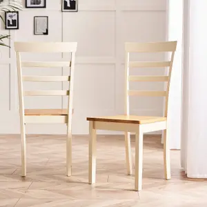 Furniturebox UK Salcombe Small Rectangular Wooden Table & 4 Whitby Cream Dining Chairs With Oak Colour Seats