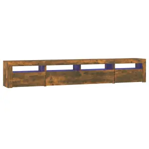 Berkfield TV Cabinet with LED Lights Smoked Oak 240x35x40 cm