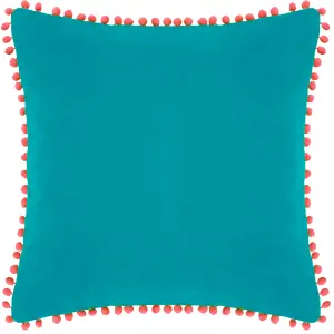 Paoletti Velvet Pom-Pom Feather Rich Cushion