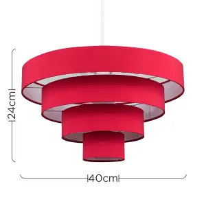 ValueLights Nevada Modern 4 Tier Red Fabric Ceiling Pendant Light Shade