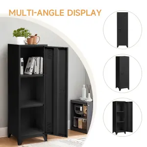 Modern Black Tall Metal File Cabinet Home Office Storage Cabinet with Adjustable Shelves and Door 128cm