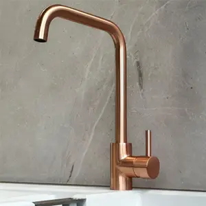 Liquida W10CP D-Shape Swivel Spout Single Lever Copper Kitchen Mixer Tap