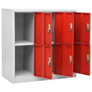 Berkfield Locker Cabinet Light Grey and Red 90x45x92.5 cm Steel