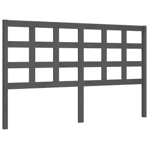 Berkfield Bed Frame with Headboard Grey King Size Solid Wood