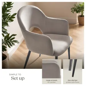 Dining Chair Sachel - padded armchair in velvet look, continuous backrest - taupe