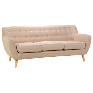 3 Seater Fabric Sofa Beige MOTALA