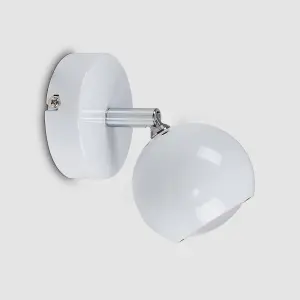 ValueLights Modern Single Eyeball Wall Spotlight Gloss White Finish