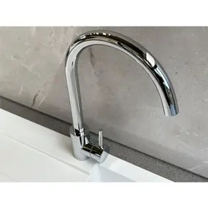 Reginox Chrome Stainless Steel Kitchen Sink Tap TARAVO CH Swan Neck Deck Mounted