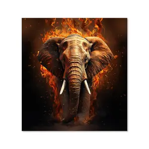 Splashart Elephant and fire Premium Glass Kitchen Splashback W600mm x H750mm