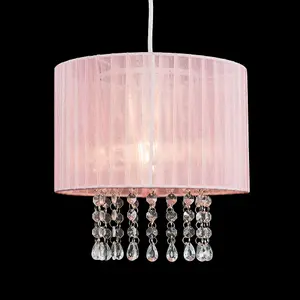 ValueLights Oba Pink Ceiling Pendant Droplets Shade and B22 GLS LED 10W Warm White 3000K Bulb