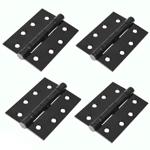 H22 Ball Bearing Door Hinges in a 4 inch Size (100mm), Matt Black Finish, 2 Pairs - Handlestore