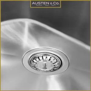 Austen & Co. Amalfi Large Stainless Steel Undermount Single Bowl Kitchen Sink, Lifetime Guarantee, Easy To Clean, Fast Delivery