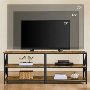 Yaheetech 3-Layer Shelved TV Stand UP to 70 Inch Rustic Brown