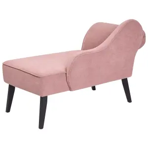 Left Hand Fabric Chaise Lounge Pink BIARRITZ