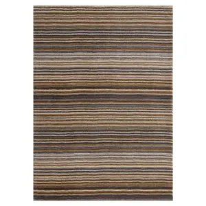 Melrose Mubai Stripe Wool Made Natural Area Rug 120/170cm