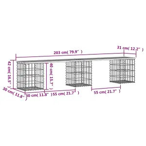 Berkfield Garden Bench Gabion Design 203x31x42 cm Solid Wood Pine