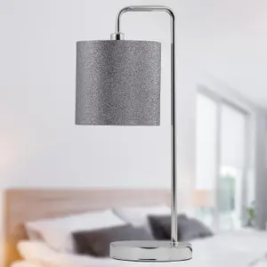 First Choice Lighting Set of 2 Silvery Grey Glitter 15cm Table Lamp Shades