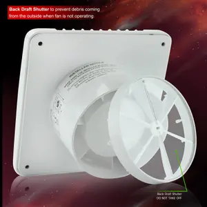 VENTS Silent 100mm (4-Inch) Diameter Bathroom Extractor Fan with Run-On Timer and Light Switch Activation