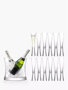 LSA International Moya Flutes & Champagne Bucket, Set Of 12