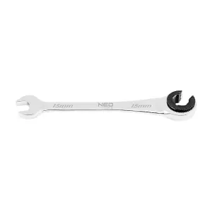 Ratchet combination spanner, split with ratchet, 15 mm Neo Tools