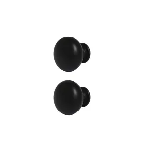 GoodHome Chervil Matt Black Kitchen cabinets Round Pull handle (L)3.2cm (D)30.5mm, Pack of 2