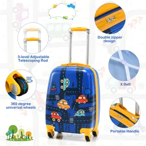 Costway 2PCS Kids Luggage Set 12" Backpack & 18" Carry-on Suitcase with Wheels