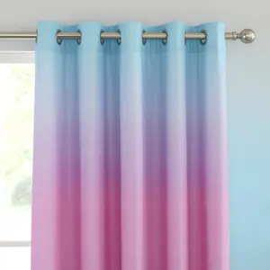 Catherine Lansfield Ombre Rainbow Clouds 66x72 Inch Eyelet Curtains Two Panels Pastel