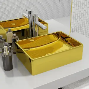 Berkfield Wash Basin 41x30x12 cm Ceramic Gold