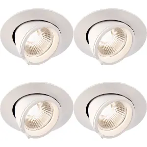 4 PACK Fully Adjustable Ceiling Downlight - 15W Warm White LED - Matt White