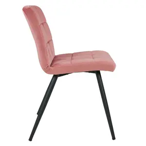 Leann Tufted Velvet Upholstered Back Side Chair (Set of 2) Pink Velvet