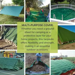 Green Tarpaulin - Heavy Duty Waterproof Cover Plastic Sheet Tarp - Durable Sheet - UV, Dust, Rain, Ground Sheets 5m x 5m