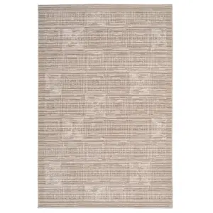 Neutral Beige Distressed Geometric Motif Soft Living Area Rug 120x170cm