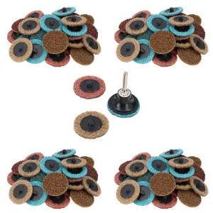 120 x Mixed Grit Type R Roloc Conditioning Quick Change Sanding Discs & Arbor