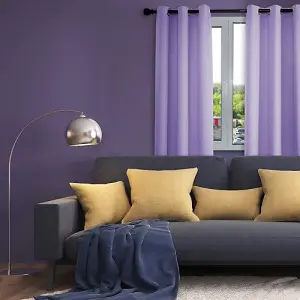 Lilac Eyelet Curtains - Thermal Blackout Curtains  - 46 x 54 Inch Drop - 2 Panel