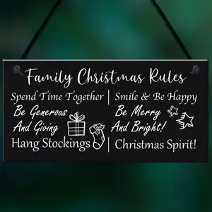 Funny Family Christmas Rules Sign Christmas Decoration Home Decor Family Gift