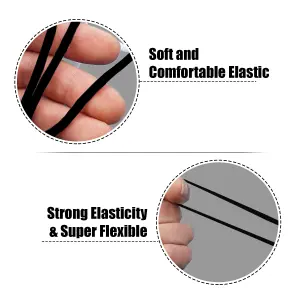 5mm Wide Flat Elastic Band, Soft Stretchy Strap Elastic Cord, Black - 25 meters