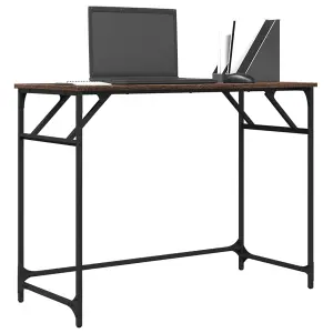 Berkfield Desk Brown Oak 100x45x76 cm Engineered Wood and Powder-coated Steel