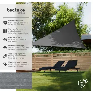 Shade Sail - triangular with UV protection 50+, water-repellent, grey - 500 x 500 x 500 cm