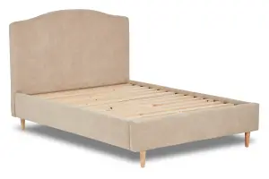 Ember Simple Shaped Fabric Bedstead Only 4FT Small Double- Marlow Stone