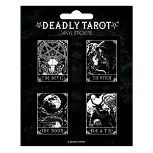 Deadly Tarot Vinyl Sticker (Pack of 4) Black/White (One Size)