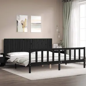 Berkfield Bed Frame with Headboard Black 200x200 cm Solid Wood